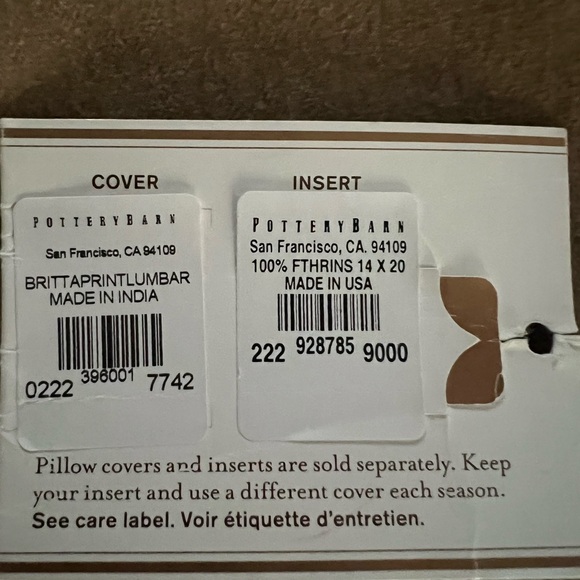 POTTERY BARN Britta Print Cotton Velvet Lumbar Pillow 14x20 - Set of 2 - Picture 14 of 14